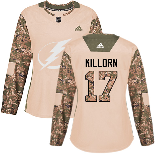 Adidas Lightning #17 Alex Killorn Camo Authentic Veterans Day Women's Stitched NHL Jersey - Click Image to Close